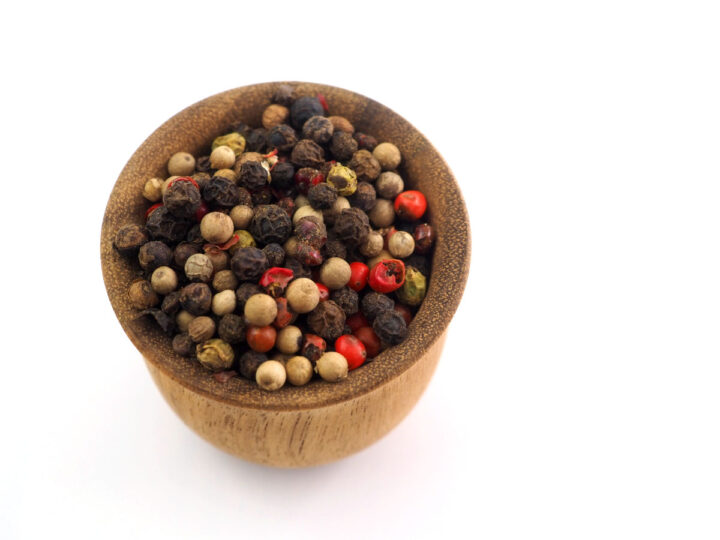 Wooden bowl with pepper